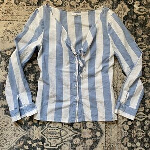 Nordstrom’s Socialite Blue & White Striped Top with tie